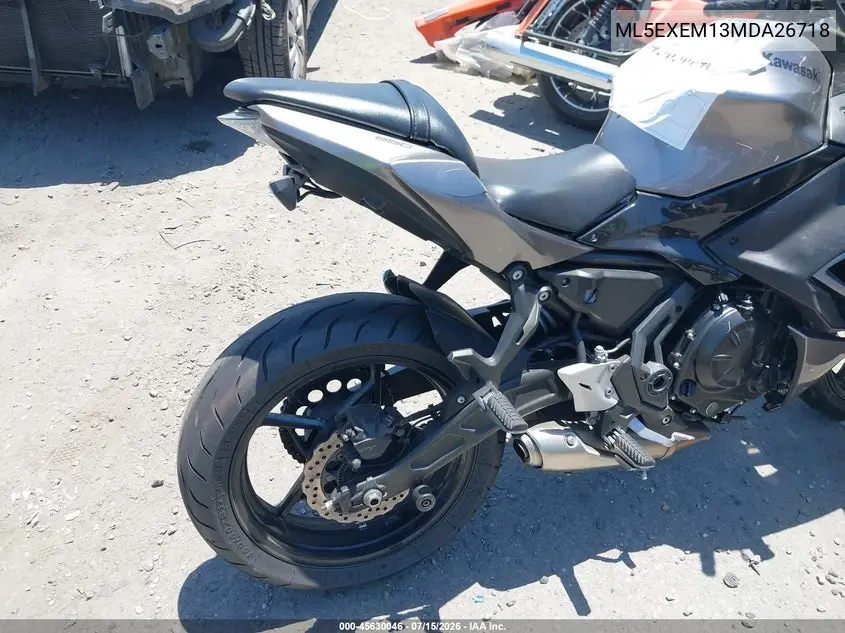 2021 Kawasaki Ex650 M VIN: ML5EXEM13MDA26718 Lot: 45630046
