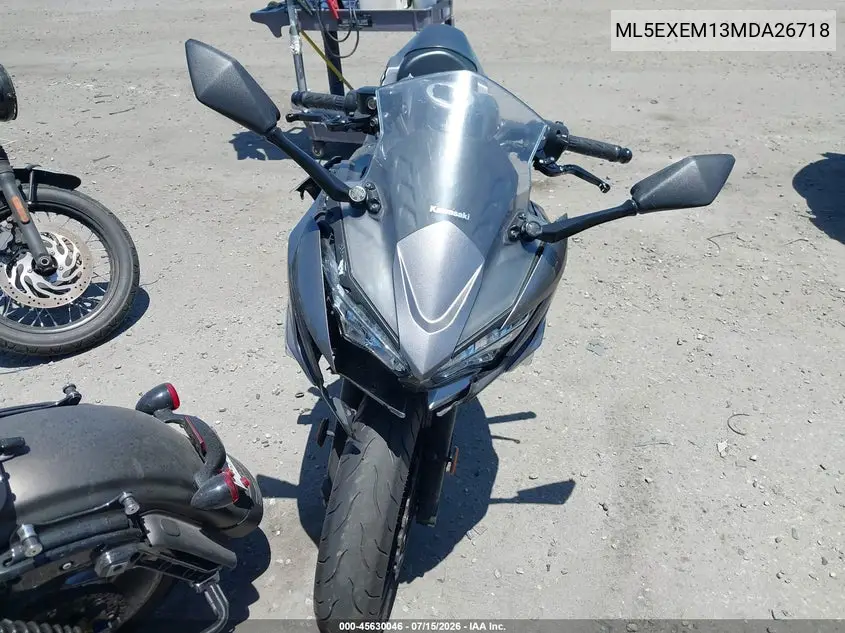 2021 Kawasaki Ex650 M VIN: ML5EXEM13MDA26718 Lot: 45630046