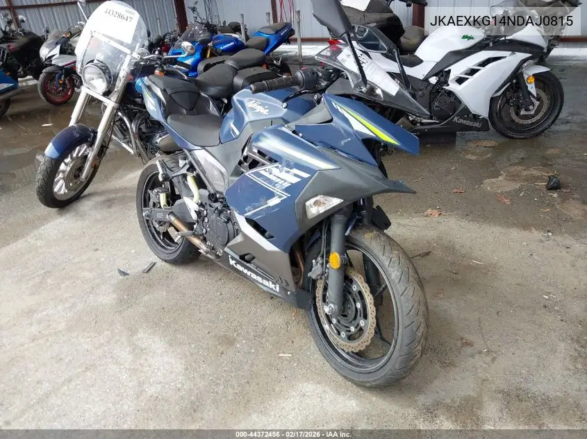 2022 Kawasaki Ex400 VIN: JKAEXKG14NDAJ0815 Lot: 44372456