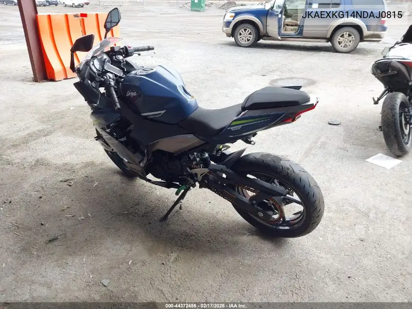 2022 Kawasaki Ex400 VIN: JKAEXKG14NDAJ0815 Lot: 44372456
