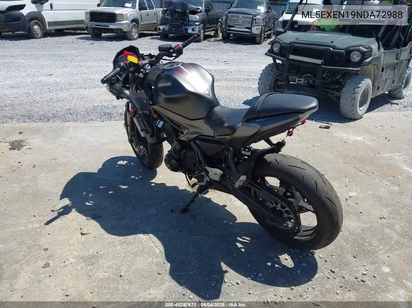 2022 Kawasaki Ex650 N VIN: ML5EXEN19NDA72988 Lot: 45287670