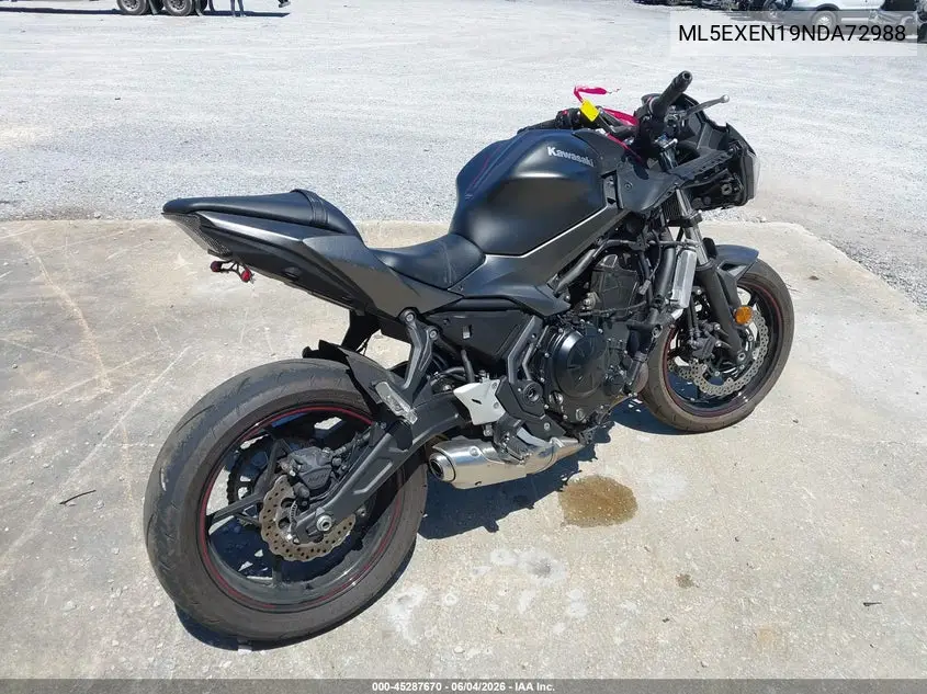 2022 Kawasaki Ex650 N VIN: ML5EXEN19NDA72988 Lot: 45287670