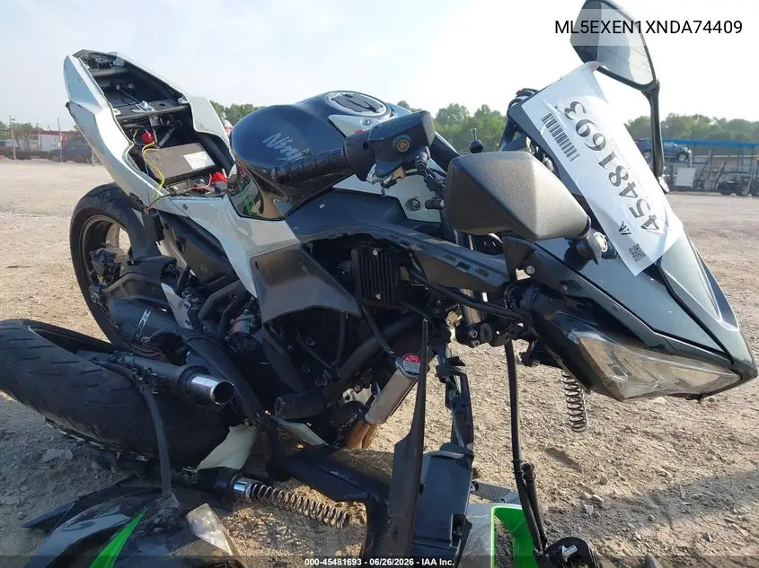 2022 Kawasaki Ex650 N VIN: ML5EXEN1XNDA74409 Lot: 45481693