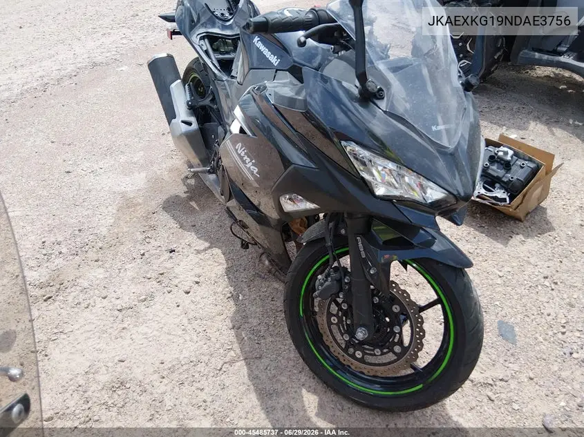 2022 Kawasaki Ex400 VIN: JKAEXKG19NDAE3756 Lot: 45485737