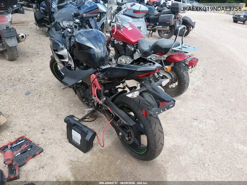 2022 Kawasaki Ex400 VIN: JKAEXKG19NDAE3756 Lot: 45485737