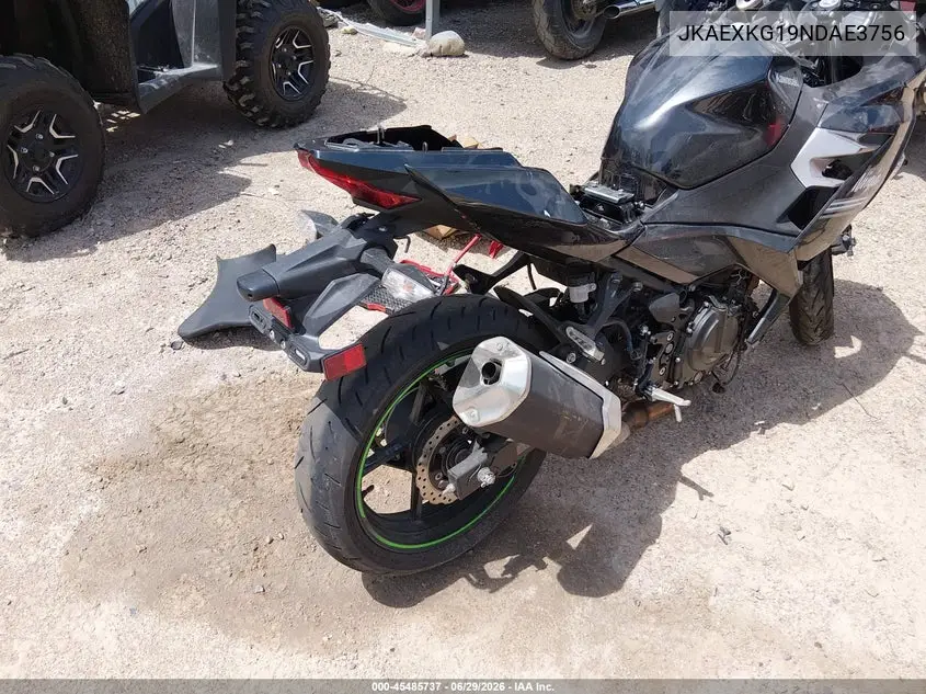 2022 Kawasaki Ex400 VIN: JKAEXKG19NDAE3756 Lot: 45485737