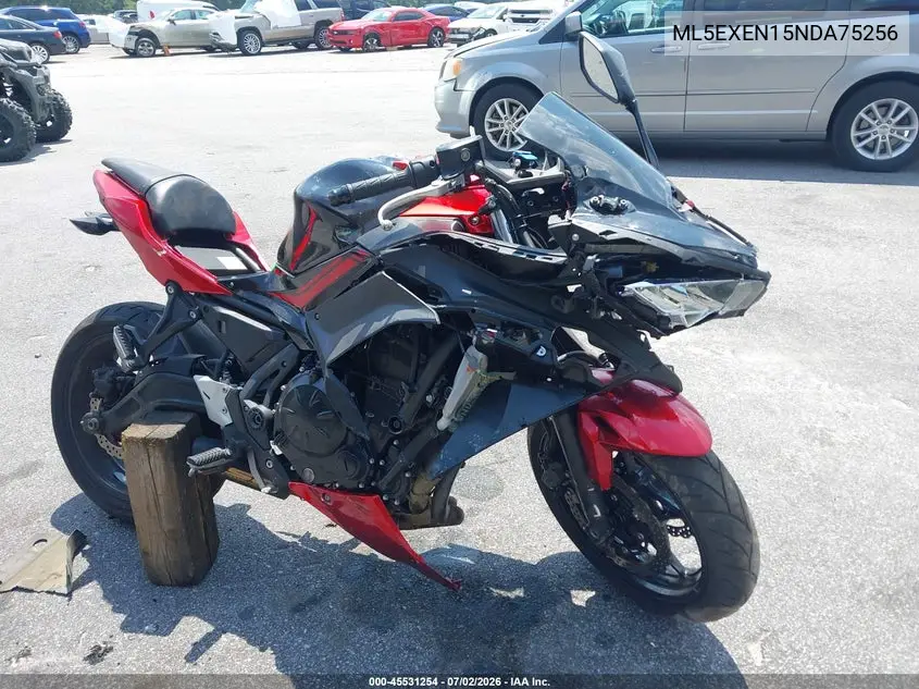 2022 Kawasaki Ex650 N VIN: ML5EXEN15NDA75256 Lot: 45531254