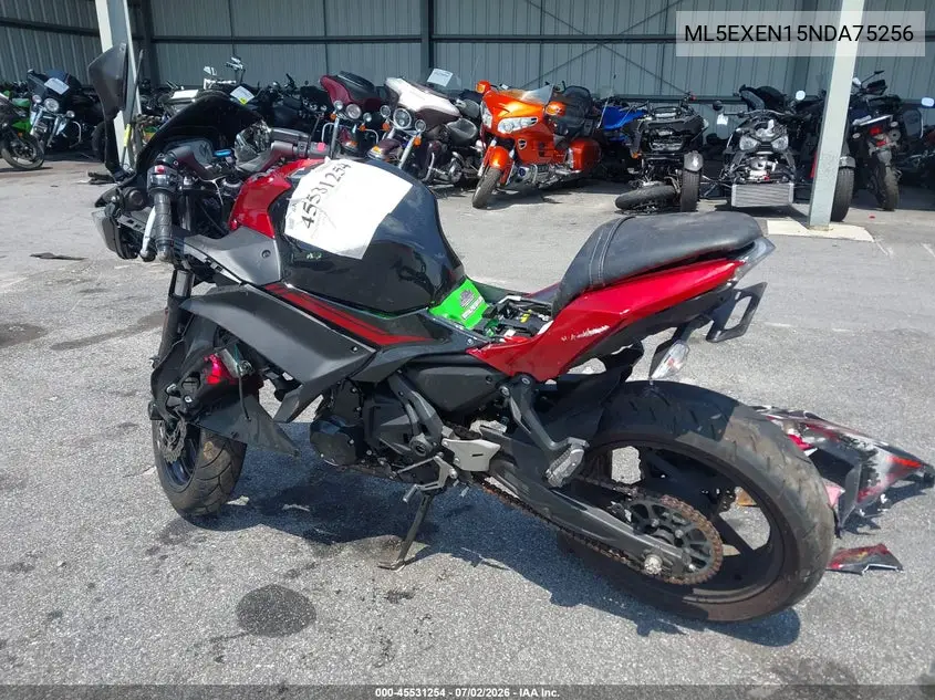 2022 Kawasaki Ex650 N VIN: ML5EXEN15NDA75256 Lot: 45531254