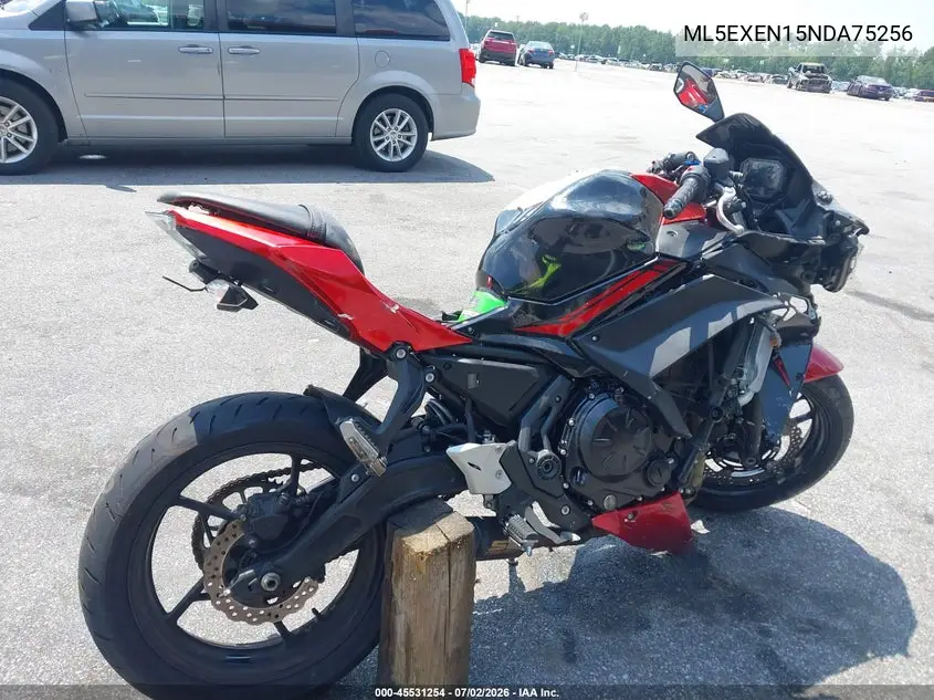 2022 Kawasaki Ex650 N VIN: ML5EXEN15NDA75256 Lot: 45531254