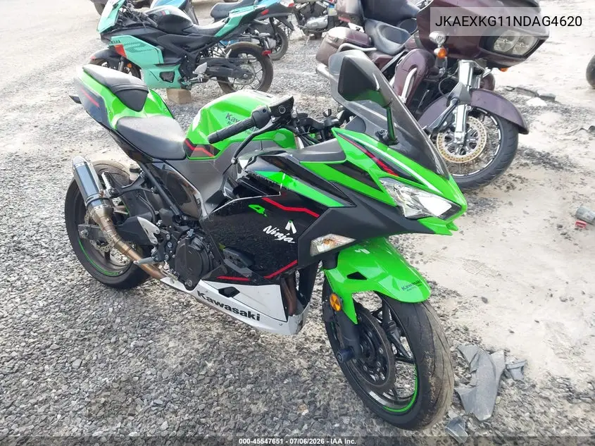 2022 Kawasaki Ex400 VIN: JKAEXKG11NDAG4620 Lot: 45547651