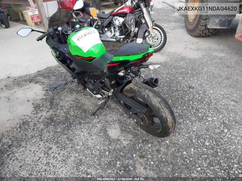 2022 Kawasaki Ex400 VIN: JKAEXKG11NDAG4620 Lot: 45547651