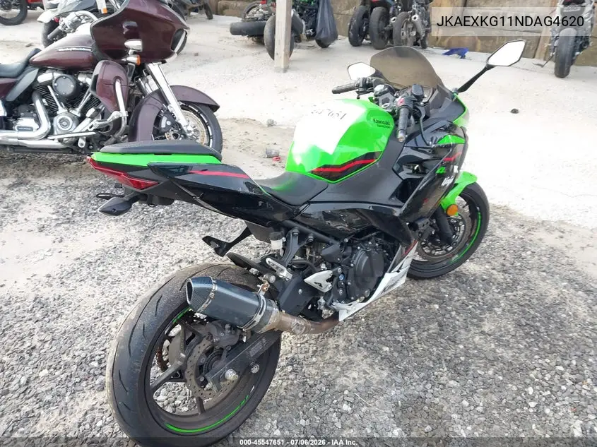 2022 Kawasaki Ex400 VIN: JKAEXKG11NDAG4620 Lot: 45547651