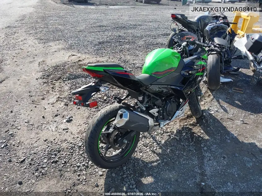 2022 Kawasaki Ex400 VIN: JKAEXKG1XNDAG8410 Lot: 45559320