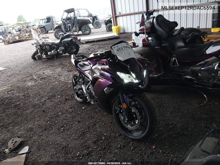 2024 Kawasaki Ex650 P VIN: ML5EXEP12RDAC6594 Lot: 45179998