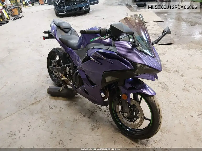 2024 Kawasaki Ex500 A/B VIN: ML5EXGJ12RDA06886 Lot: 45374319