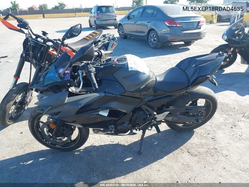 2024 Kawasaki Ex650 P VIN: ML5EXEP18RDAD4635 Lot: 45383729
