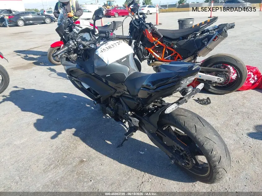 2024 Kawasaki Ex650 P VIN: ML5EXEP18RDAD4635 Lot: 45383729