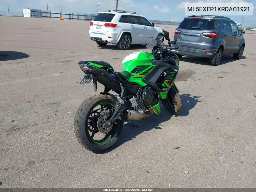 2024 Kawasaki Ex650 P VIN: ML5EXEP1XRDAC1921 Lot: 45474686