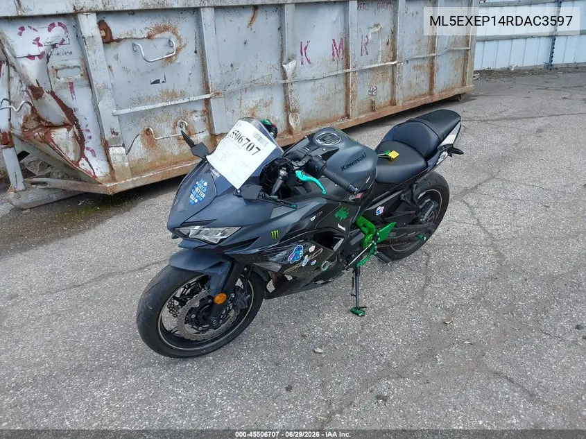 2024 Kawasaki Ex650 P VIN: ML5EXEP14RDAC3597 Lot: 45506707