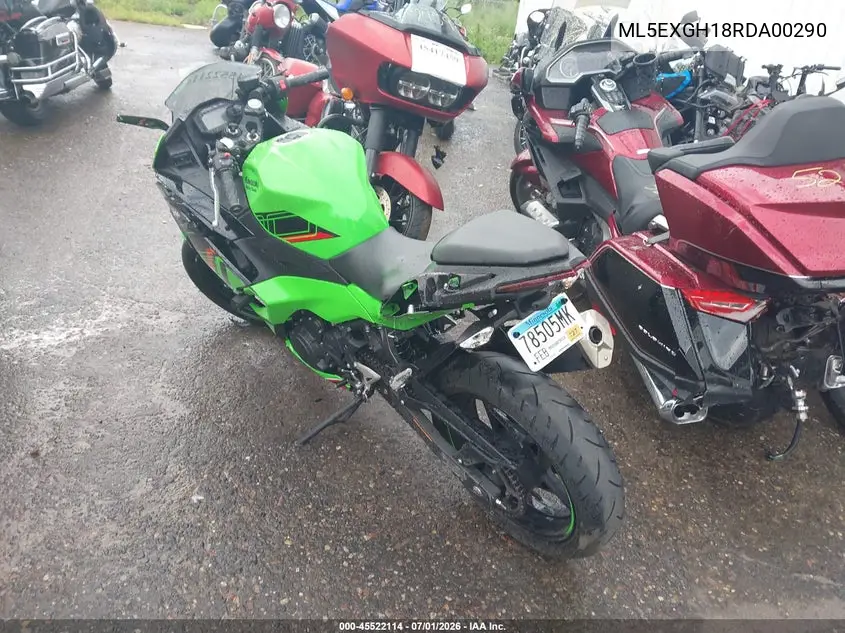 2024 Kawasaki Ex500 H VIN: ML5EXGH18RDA00290 Lot: 45522114