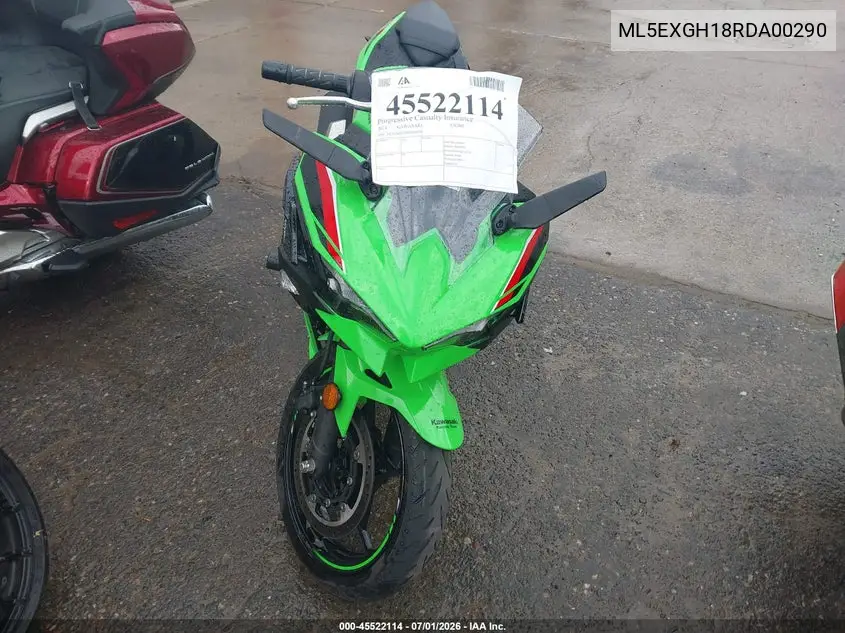 2024 Kawasaki Ex500 H VIN: ML5EXGH18RDA00290 Lot: 45522114