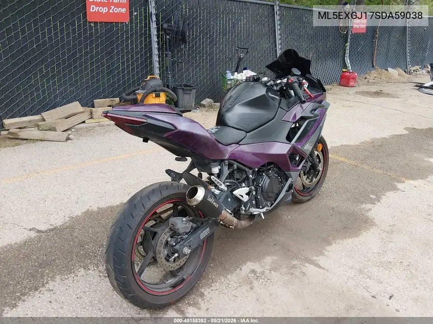 2025 Kawasaki Ex500 A/B VIN: ML5EXGJ17SDA59038 Lot: 45158382