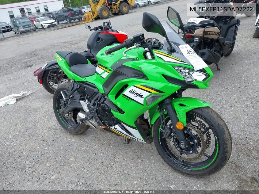 2025 Kawasaki Ex650 P VIN: ML5EXEP11SDAD7222 Lot: 45248171