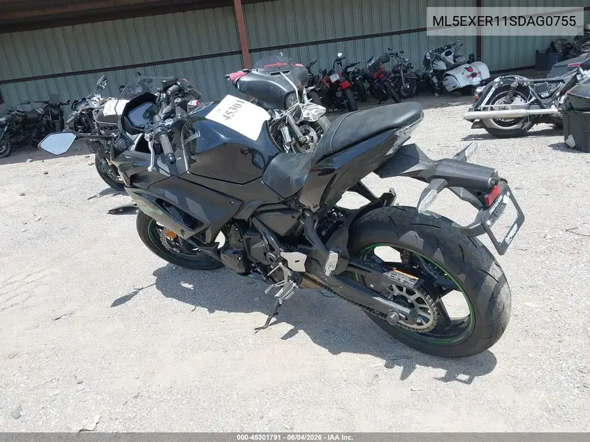2025 Kawasaki Ex650 R VIN: ML5EXER11SDAG0755 Lot: 45301791