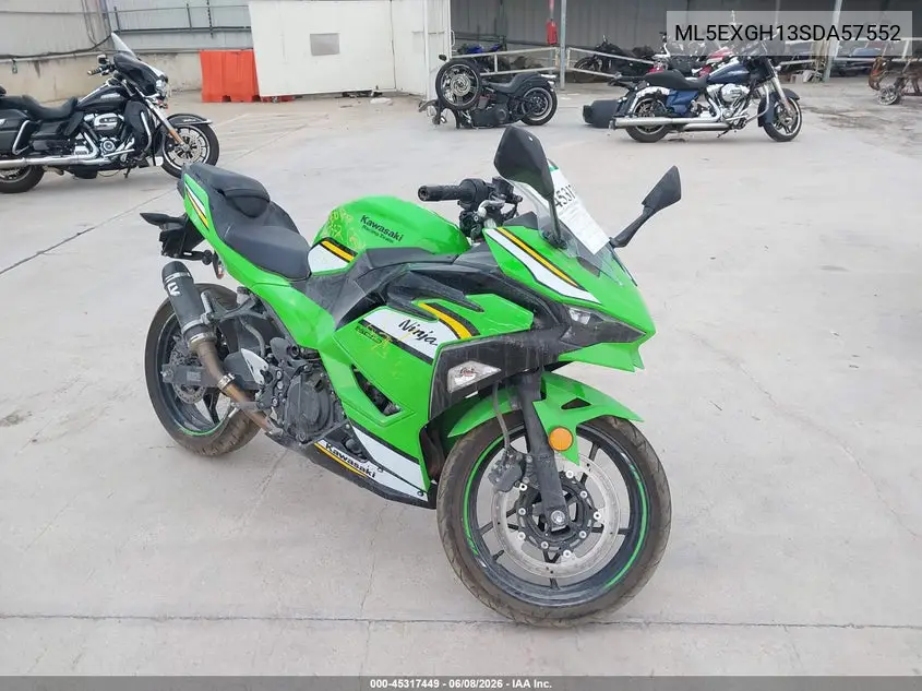 2025 Kawasaki Ex500 H VIN: ML5EXGH13SDA57552 Lot: 45317449