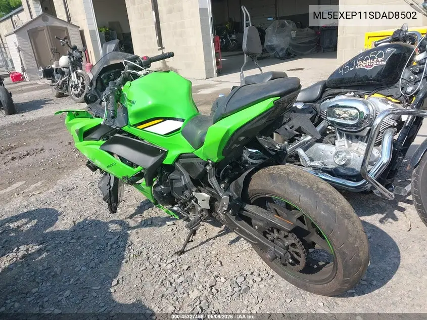 2025 Kawasaki Ex650 P VIN: ML5EXEP11SDAD8502 Lot: 45327458