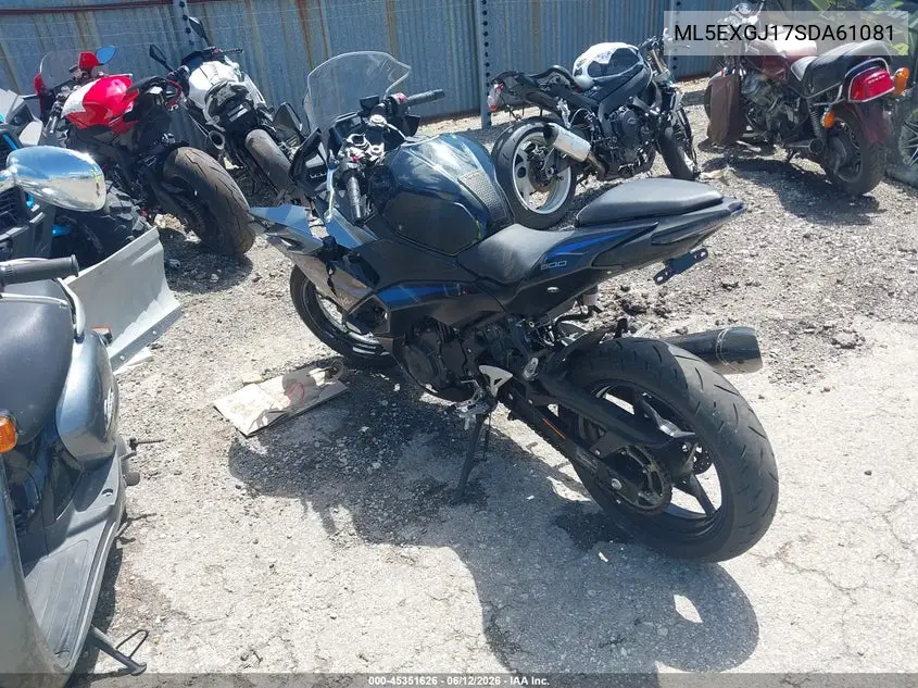 2025 Kawasaki Ex500 A/B VIN: ML5EXGJ17SDA61081 Lot: 45351626