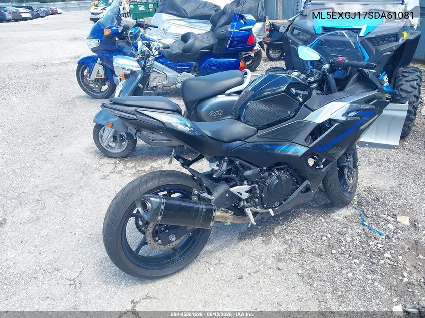 2025 Kawasaki Ex500 A/B VIN: ML5EXGJ17SDA61081 Lot: 45351626