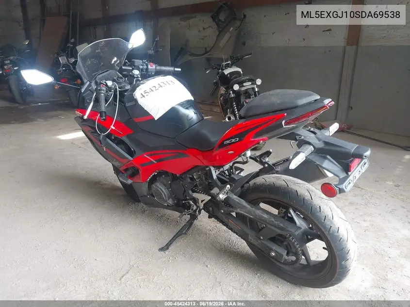 2025 Kawasaki Ex500 A/B VIN: ML5EXGJ10SDA69538 Lot: 45424313
