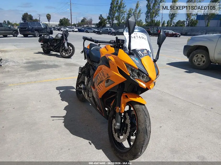 2025 Kawasaki Ex650 P VIN: ML5EXEP11SDAE0105 Lot: 45474465