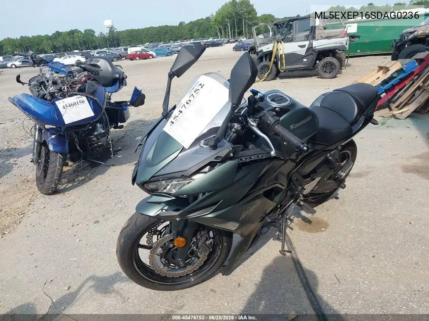 2025 Kawasaki Ex650 P VIN: ML5EXEP16SDAG0236 Lot: 45476752