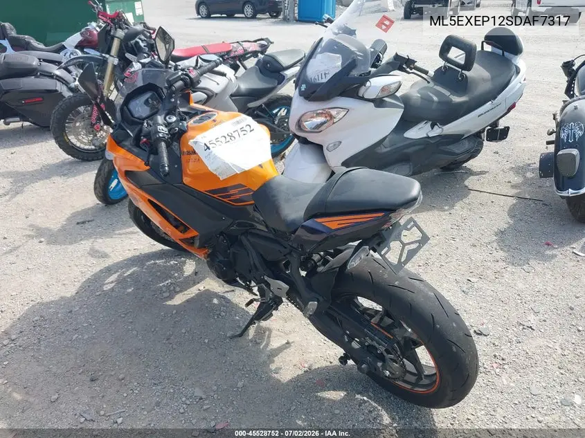 2025 Kawasaki Ex650 P VIN: ML5EXEP12SDAF7317 Lot: 45528752