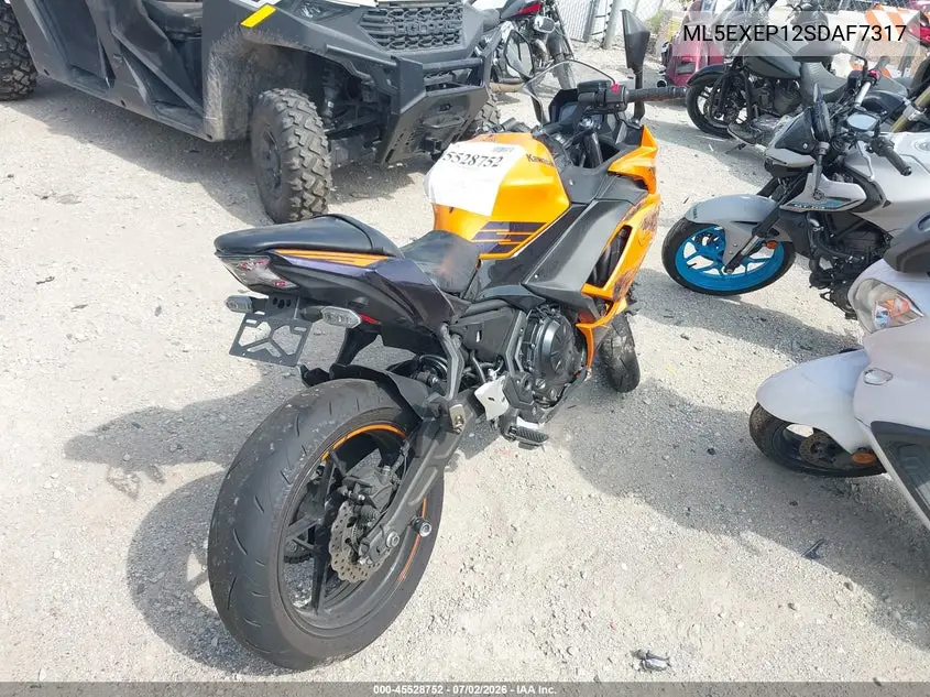 2025 Kawasaki Ex650 P VIN: ML5EXEP12SDAF7317 Lot: 45528752