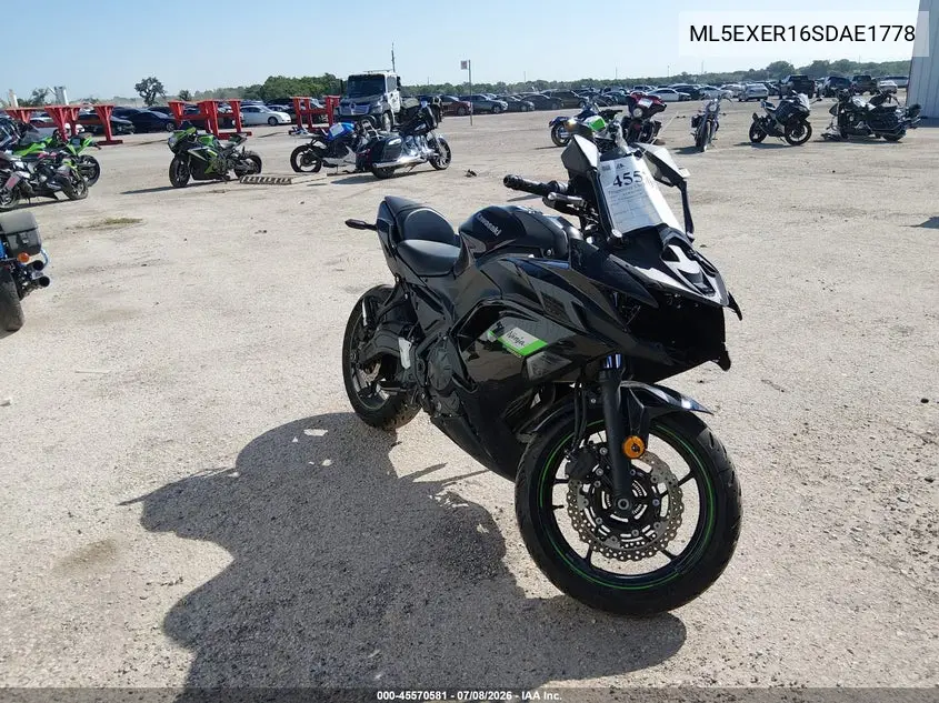 2025 Kawasaki Ex650 R VIN: ML5EXER16SDAE1778 Lot: 45570581