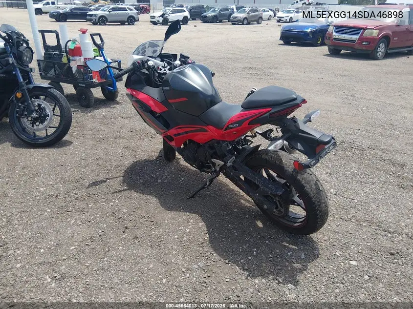 2025 Kawasaki Ex500 VIN: ML5EXGG14SDA46898 Lot: 45664013