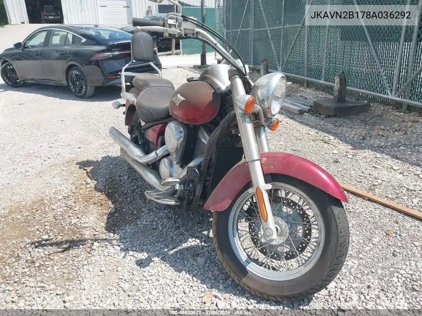 2008 Kawasaki Vn900 B VIN: JKAVN2B178A036292 Lot: 45520673