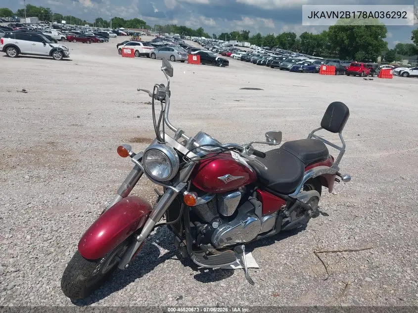 2008 Kawasaki Vn900 B VIN: JKAVN2B178A036292 Lot: 45520673