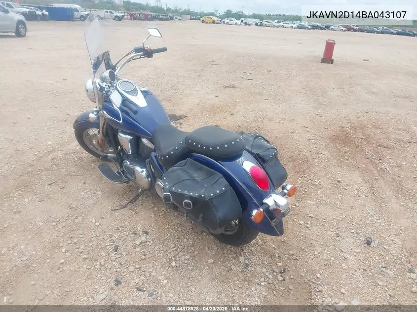 2011 Kawasaki Vn900 D VIN: JKAVN2D14BA043107 Lot: 44878528