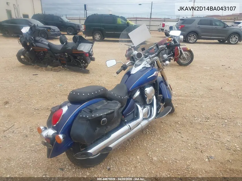 2011 Kawasaki Vn900 D VIN: JKAVN2D14BA043107 Lot: 44878528
