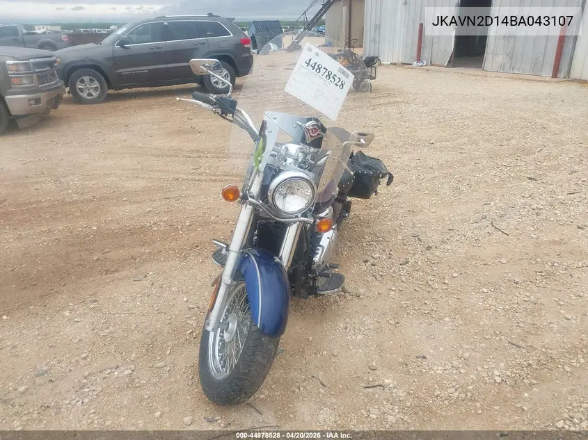2011 Kawasaki Vn900 D VIN: JKAVN2D14BA043107 Lot: 44878528