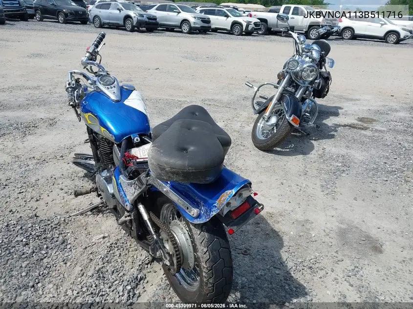 2003 Kawasaki Vn800 VIN: JKBVNCA113B511716 Lot: 45309971
