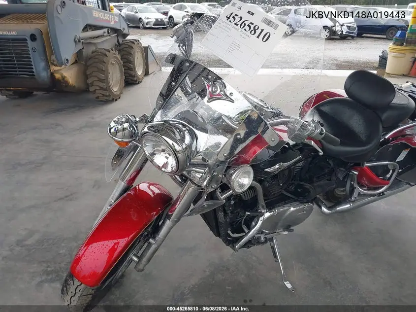 2008 Kawasaki Vn1600 D VIN: JKBVNKD148A019443 Lot: 45265810