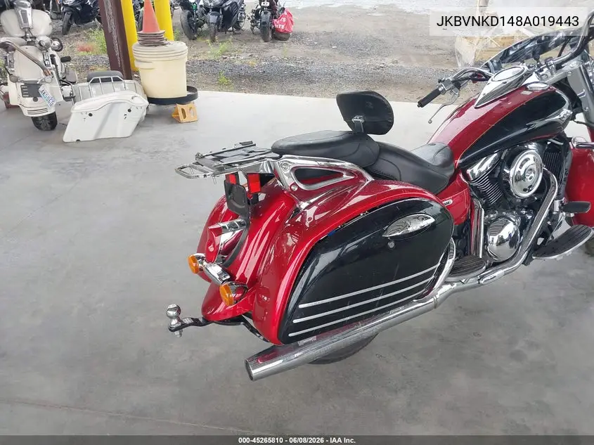 2008 Kawasaki Vn1600 D VIN: JKBVNKD148A019443 Lot: 45265810
