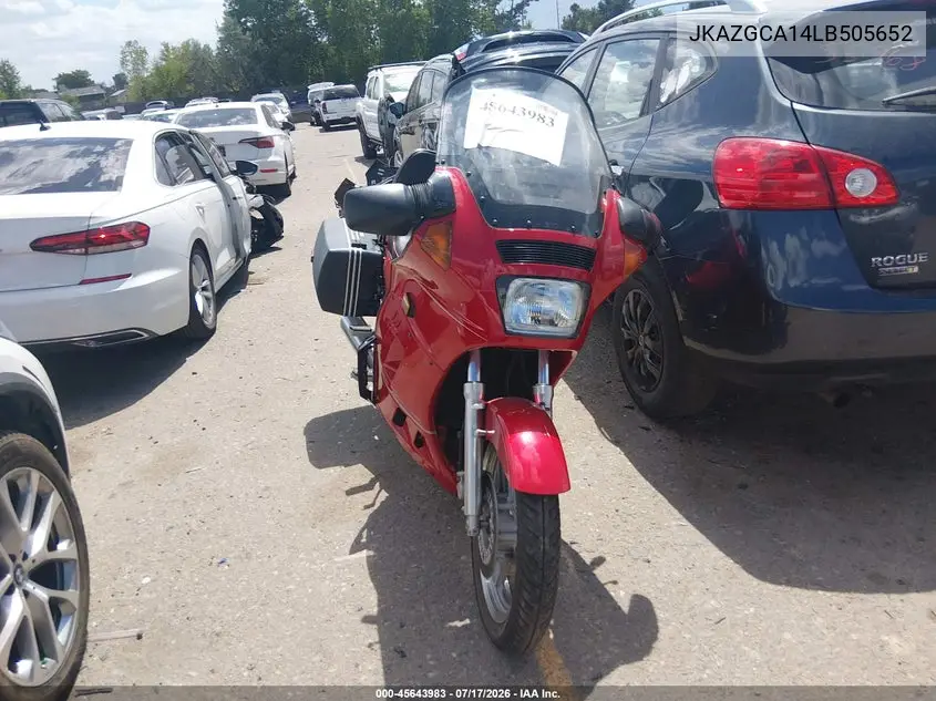 1990 Kawasaki Zg1000 VIN: JKAZGCA14LB505652 Lot: 45643983