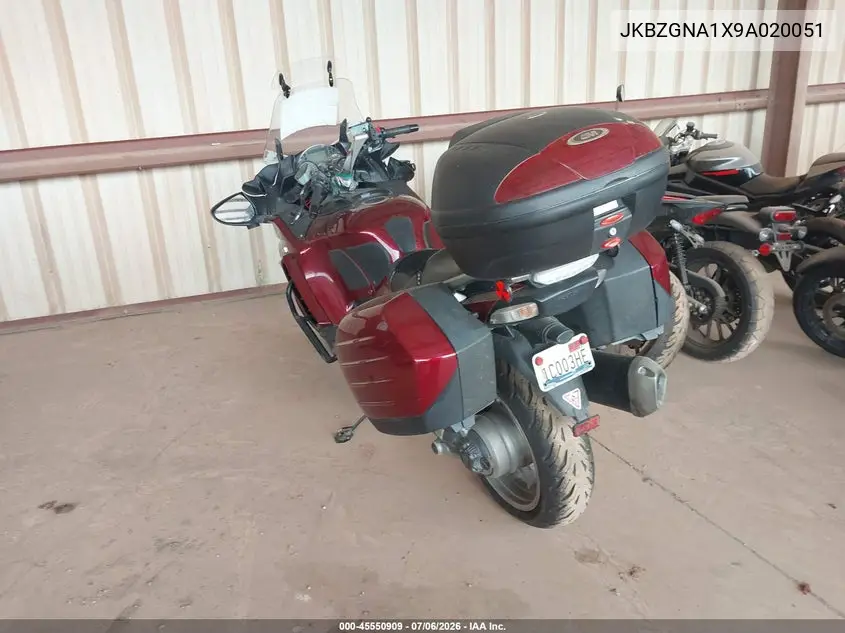 2009 Kawasaki Zg1400 A VIN: JKBZGNA1X9A020051 Lot: 45550909
