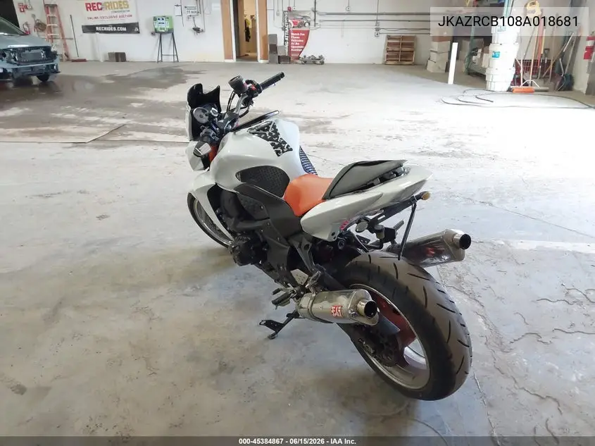 2008 Kawasaki Zr1000 B VIN: JKAZRCB108A018681 Lot: 45384867